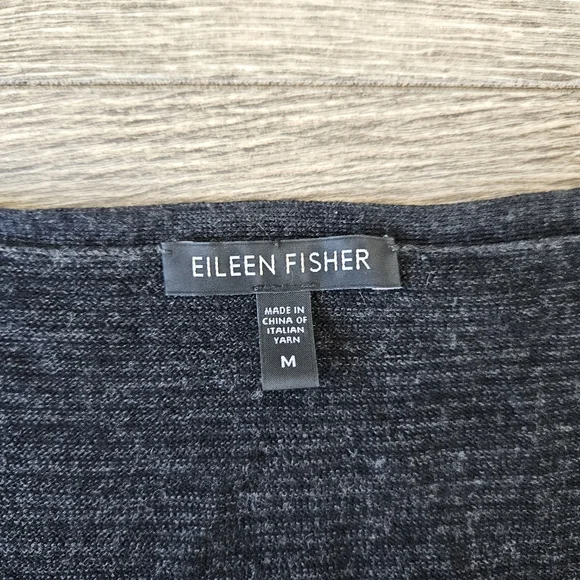 Eileen Fisher Gray Striped Lightweight Sweater Merino Wool - Picture 3 of 9